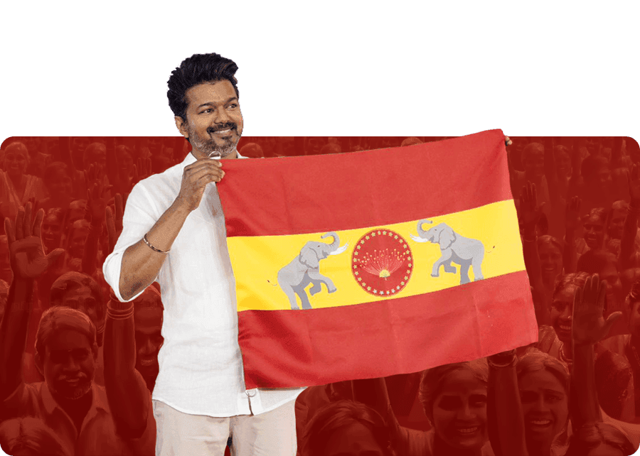 Vijay with TVK flag — Action Plan